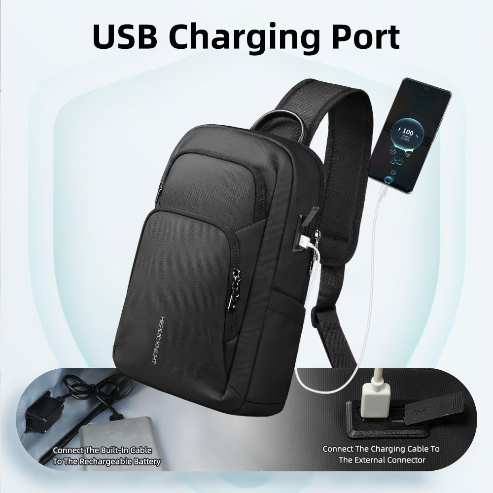 Heroic Knight Chest Bag For 7.9" Ipad Multiple Pockets Men Shoulder Bags Leisure Waterproof Short Trip Crossbody Sling Bag Pack for Male