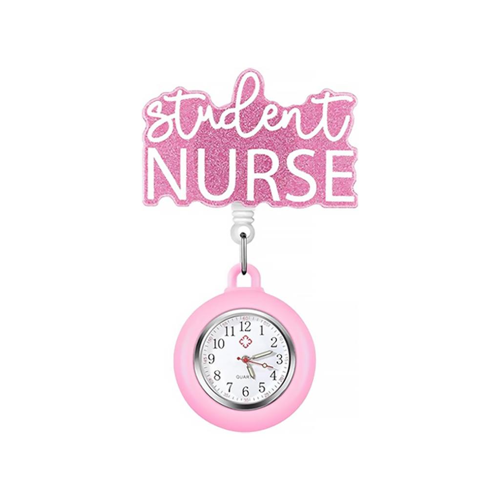 Medical Glitter Acrylic Retractable Badge Holder with Pocket Watch for Nurse Doctor Fob Pocket Watch Badge Reel Key Chain