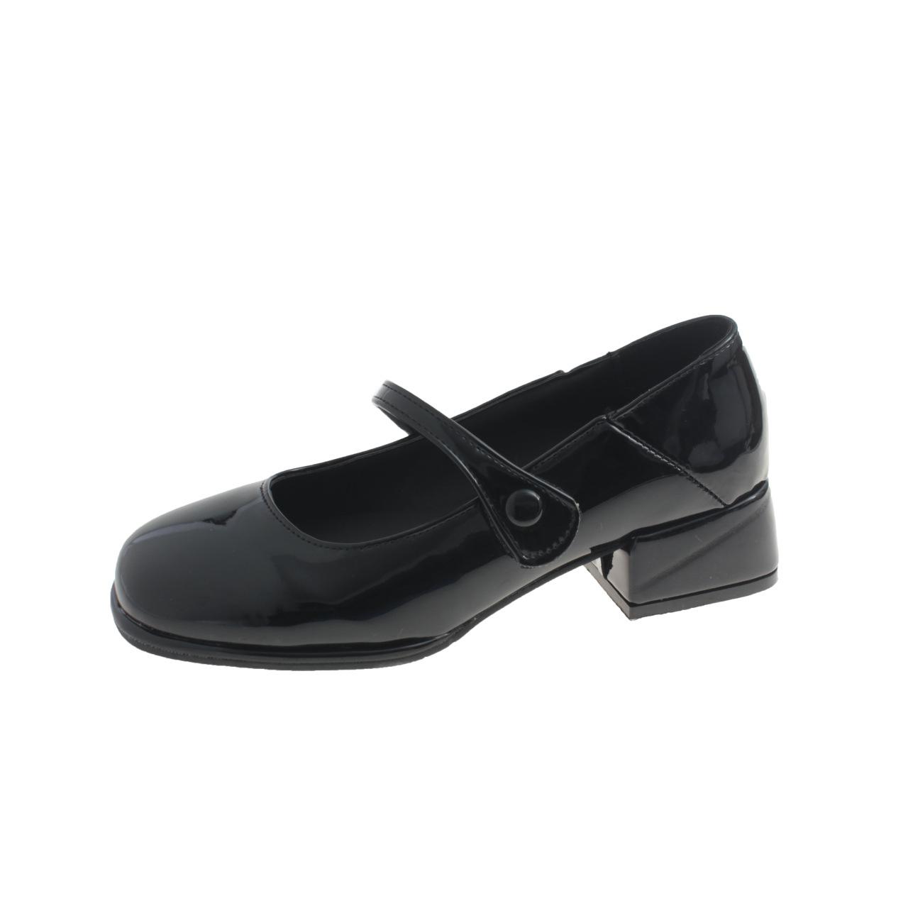 

Французские ретро туфли Мэри Джейн Красные маленькие кожаные туфли Женские туфли с одним словом Пряжка Круглая головка Толстый каблук Маленькие ароматные одинарные туфли 39 чёрный