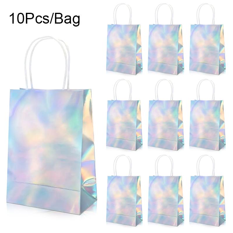 10 szt./worek Torebki na prezenty Zaopatrzenie na imprezę Biały Różowy Khaki Laser Wieczory panieńskie Z uchwytami Przyjęcia urodzinowe Dostępne różne opcje