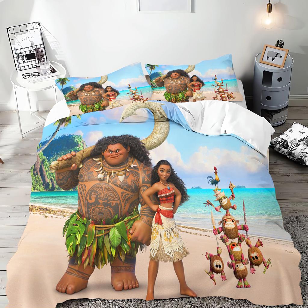 Moana Princess Anime Home Bedroom Comforte Nordic polyester material suitable for children and adults 2/3-piece set