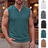 Men Summer Knit Vertical Stripes Slim Fit V Neck Fitness Sports Sleeveless Vest
