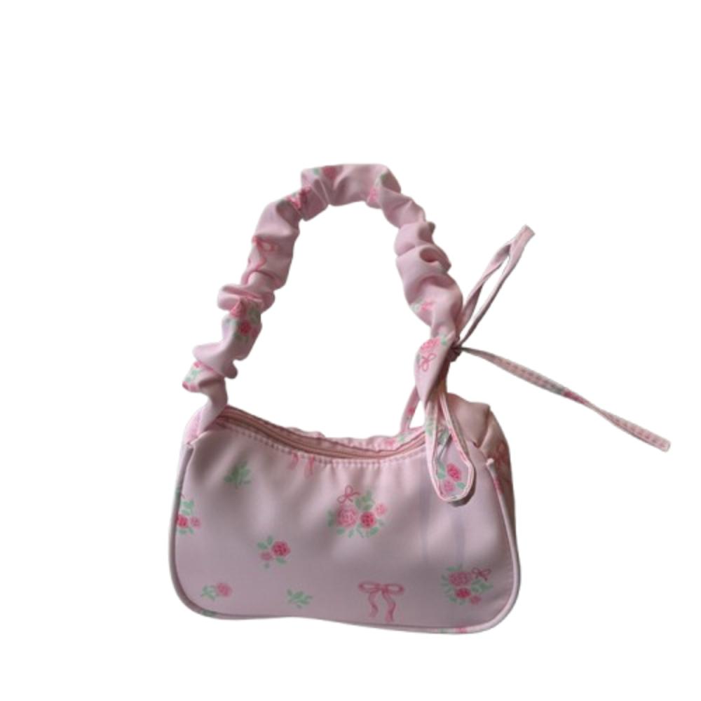 

Милая нейлоновая сумочка с рюшами, цветочная сумка на плечо, корейский стиль, цветочная плиссированная сумка под мышкой, подарки