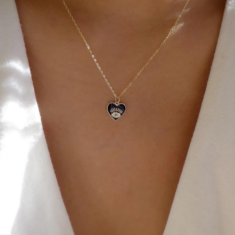 New jewelry gold-plated dripping oil love devil's eye necklace celebrity street shot fashion personality collarbone chain women