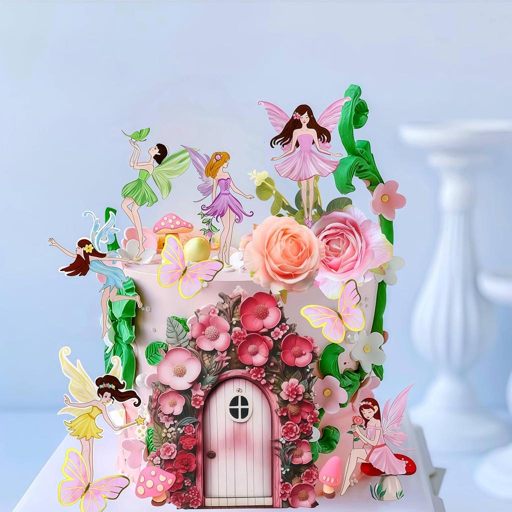 Fairy Cake Topper Butterfly Cake Decoration Mushroom Cake Decorations Fairytale Theme Party Decorations