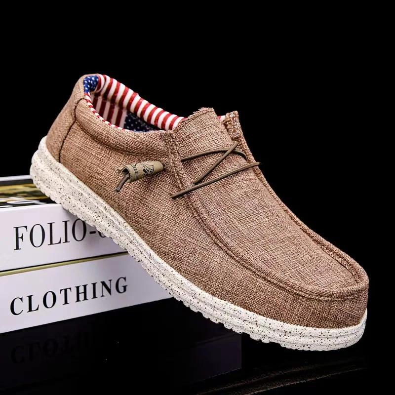 Fashion Men's Fashion Canvas Loafers Comfortable Lightweight Breathable Men's Casual Shoes Flat Slip-on Driving Shoes Man 2025