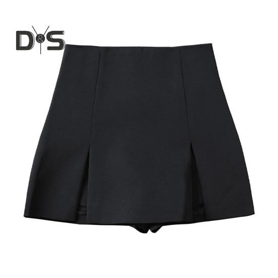 

Женская мини-юбка с высокой талией и боковым разрезом, однотонная короткая юбка, дизайн трапециевидной формы, рабочая юбка с защитой от воздействия M чёрный