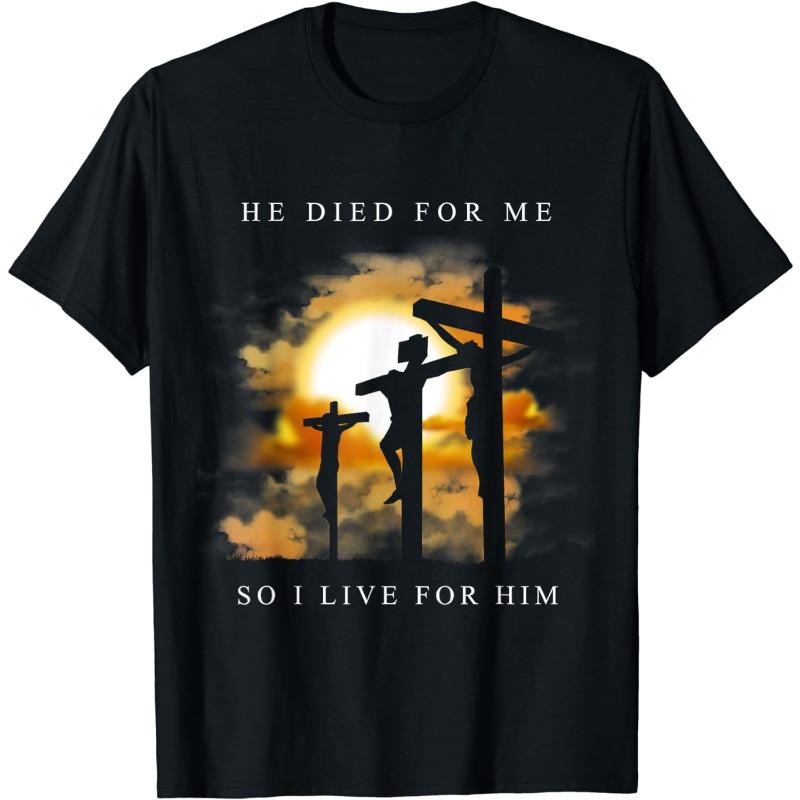 

Christian Bible Verse Jesus Died for Me T-Shirt Mens Harajuku Casual 100% Cotton Short Sleeve Men Women Clothes 3XL