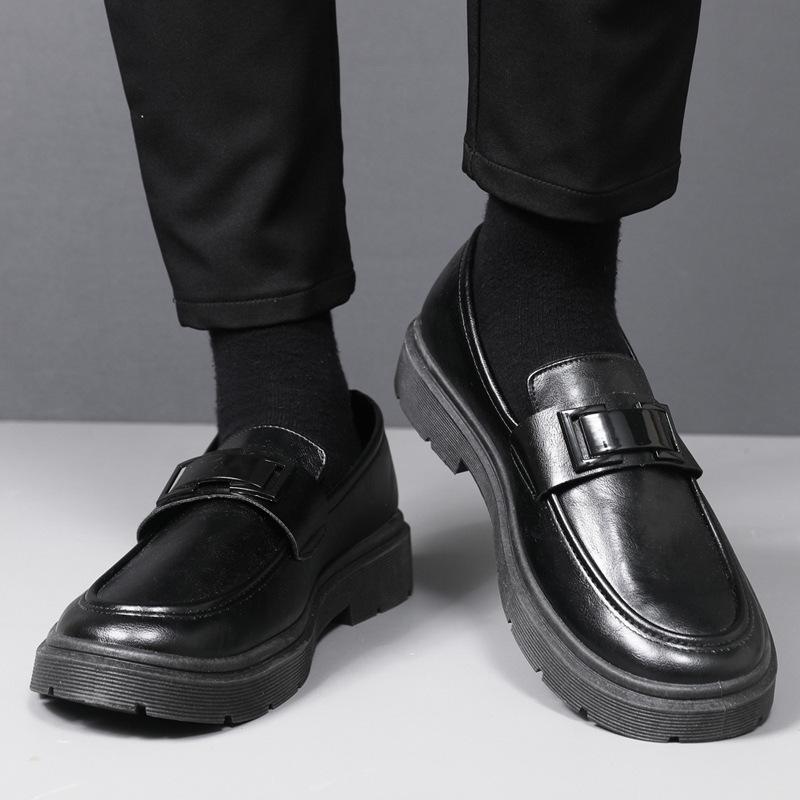 Leather shoes new fashion versatile men's casual leather shoes solid color waterproof lightweight wear-resistant men's shoes