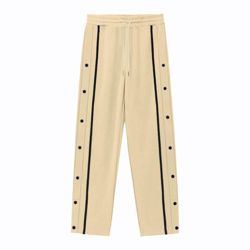 Sports row button men's casual trousers spring and autumn models loose straight drawstring large size trousers men