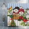 Christmas Shower Curtain Winter Snow Snowman Bird Pine Tree Polyester Fabric Xmas Home Decor Bathroom Curtains Hook Washable