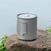 Portable 750ml Ultralight Double Wall Titanium Camping Mug Cup with Handle for Hiking & Outdoor Cookware
