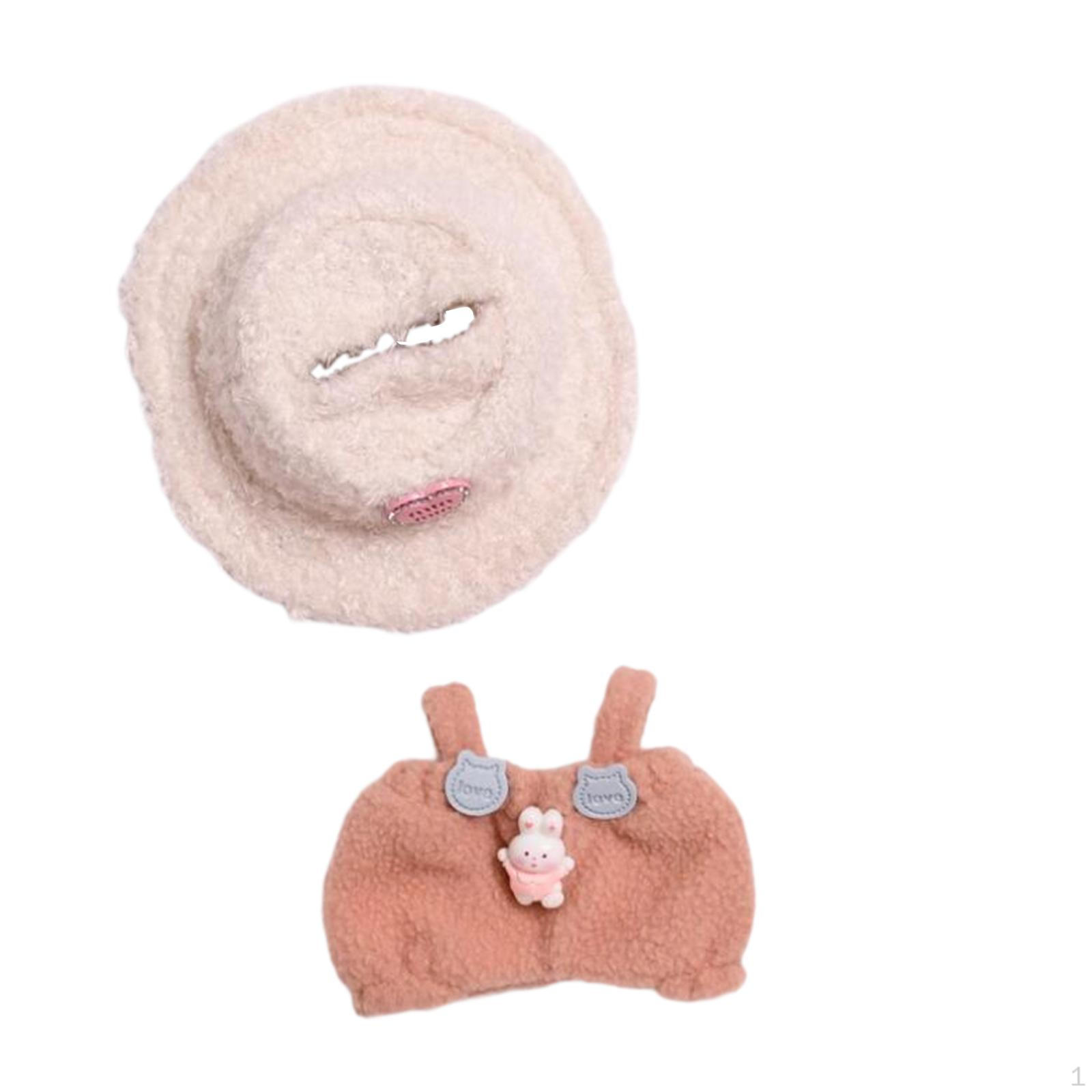 

17 cm Doll Clothes with Hat Suit Your Own Dolls Soft Outifits Pink Overalls Pink Overalls