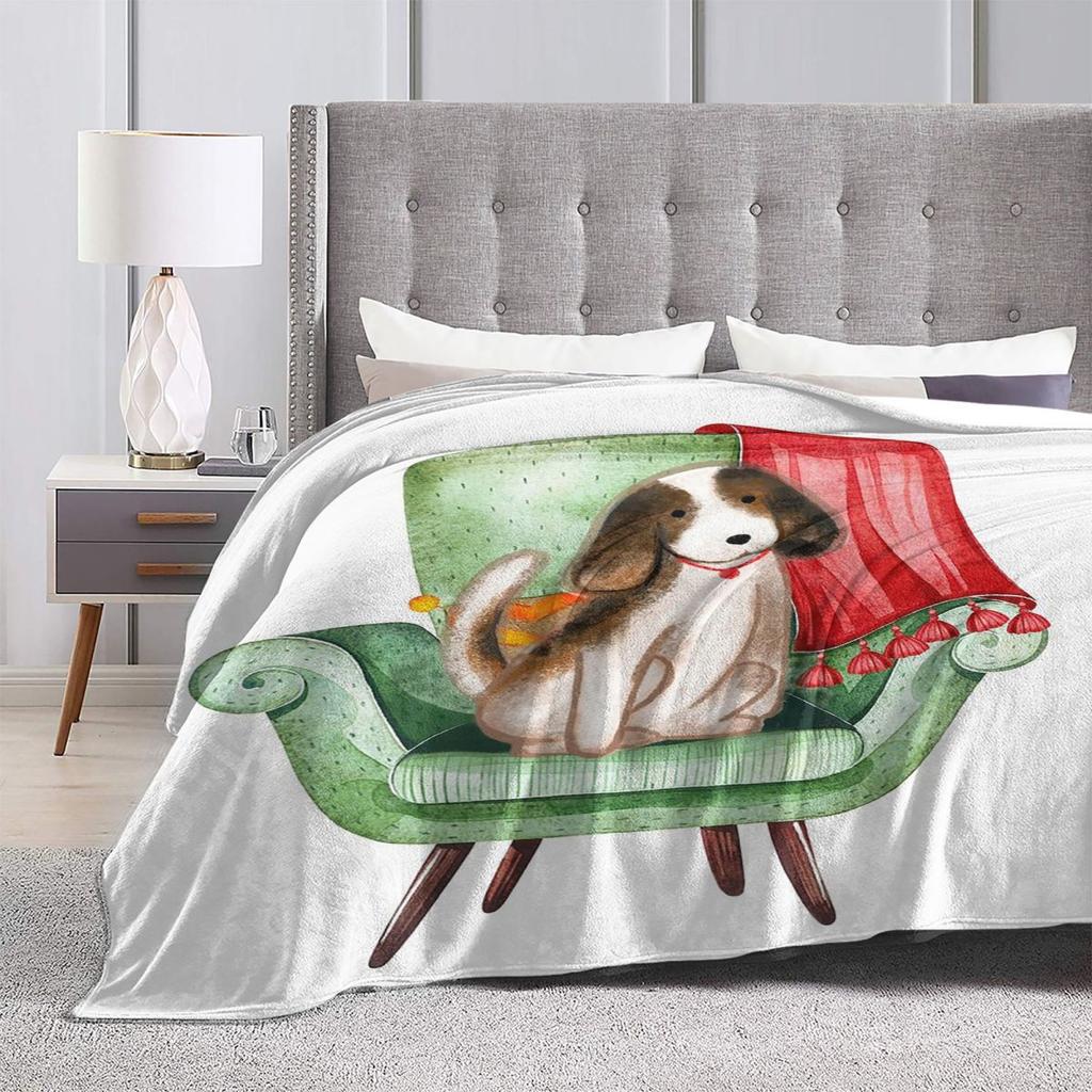 Happy Couch Dog Cute Beagle Blanket Soft Warm Flannel Throw Blanket Bedding for Bed Living room Picnic Travel Home Couch