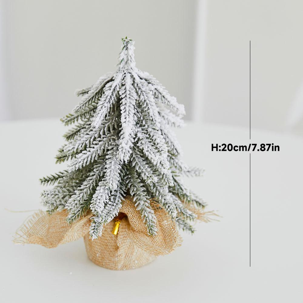 Christmas Tree Mini Tabletop Ornament Flocking Snow PE Tree Festive Scene Ornament Christmas Tree
