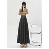 Winter Autumn High Waist Wool Pleated Skirt Women A Line Midi Skirt Solid Color Flared Skirt Slimming Long Skirt