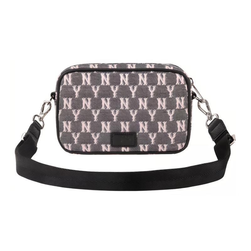 MLB Monogram Collection Polyester Camera Bag, Shoulder Bag, Crossbody Bag Mini Unisex Cherry Blossom Pink Casual 32BGDM011-50L