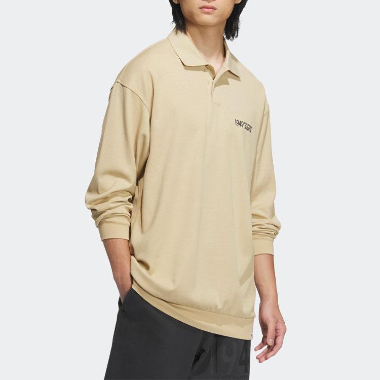 Adidas Graphic Print Loose Long Sleeve Polo Shirt Men Tops Prairie-Brown IK3508
