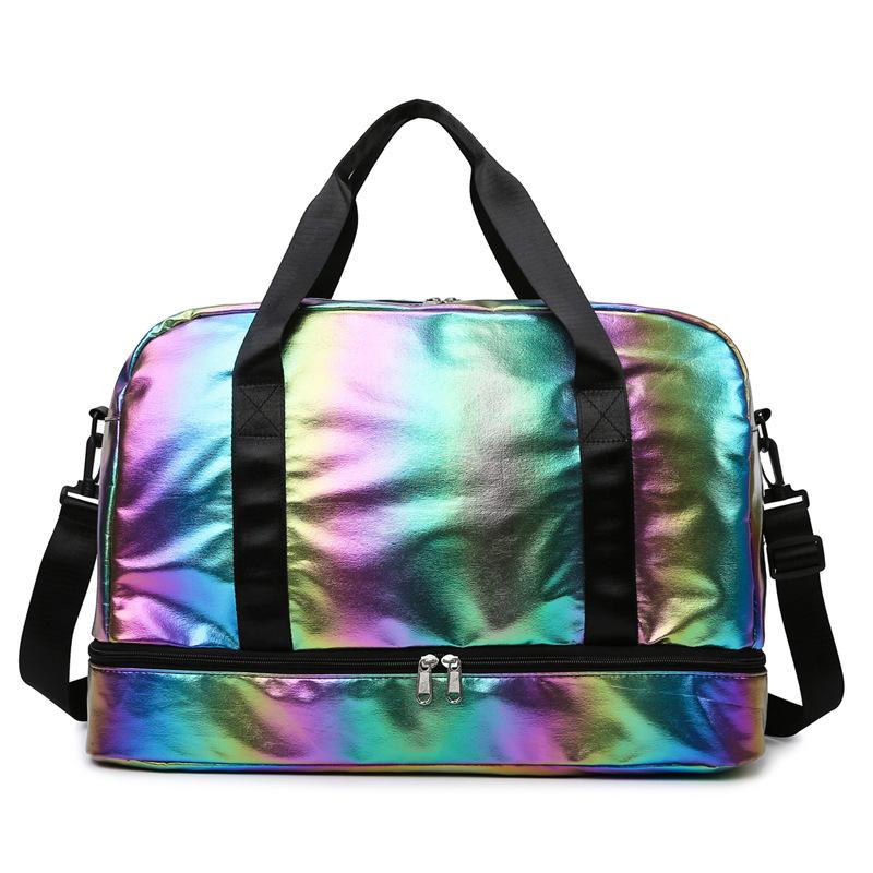 Lightweight and Simple Rainbow Travel Bag Women's Outdoor Multi-functional Large-capacity Luggage Bag New Wet and Dry Separation Storage Bag