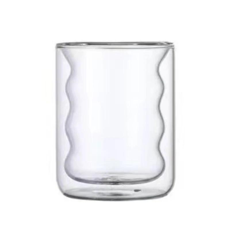 Create Wave Shape Glass Cup Water Bottle Heat-resistant Beer Drinkware Tea Mug Coffee Juice Milk Tea Home Cafe Drinkware Gift