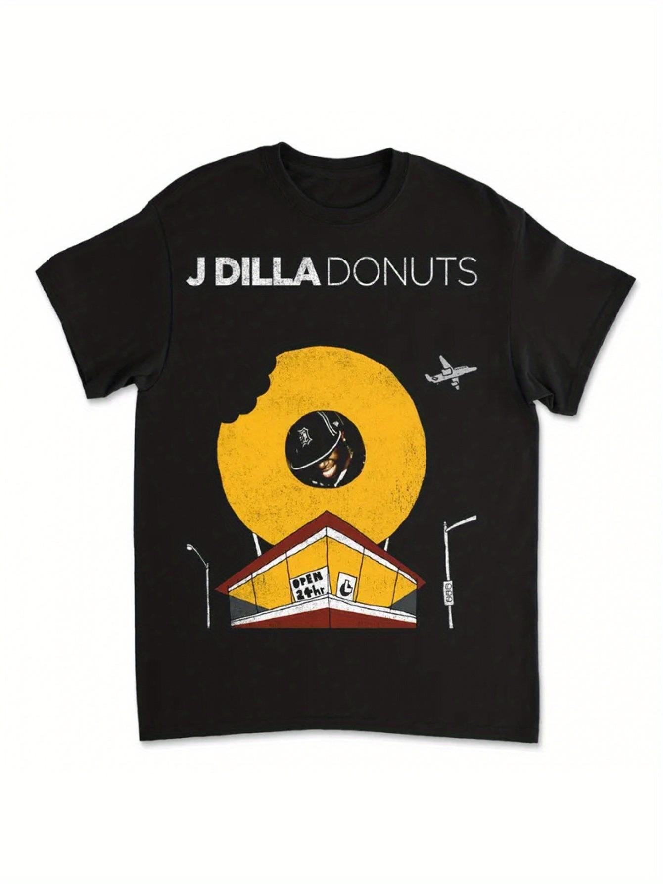 This Unisex Black-hop Music T-shirt Features a J Dilla Donut Graphic XXXL