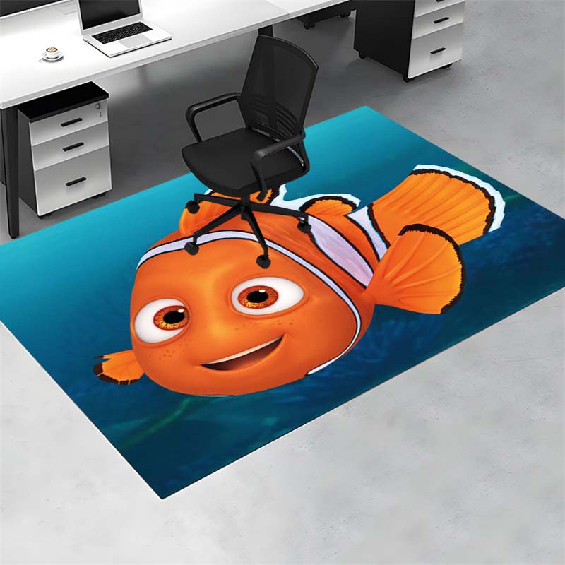 Süßer Oranger Clownfisch Tiefblaues Ozeanwasser Druckbereich Teppich Rutschfeste Rechteckige Fußmatte Heimdekoration