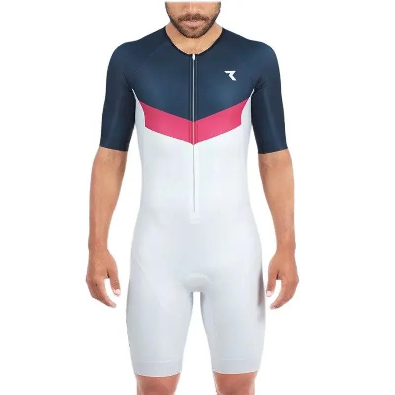 

Summer Mens Triathlon Race Suit Short Sleeve One-piece Tights Road Cycling Skinsuit Swim/run/bike Speedsuit Ciclismo Mtb Clothes S