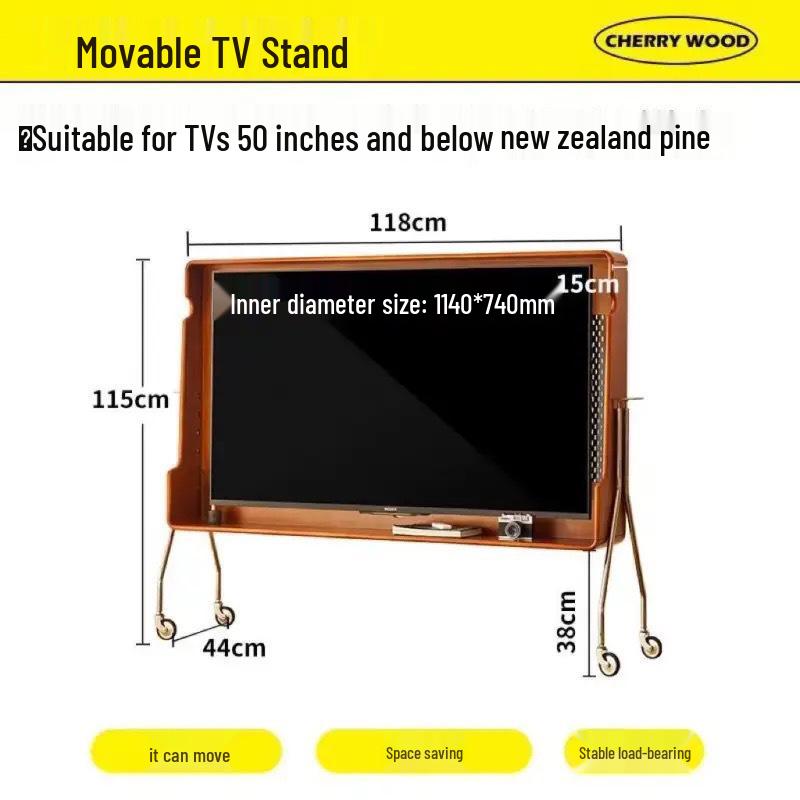 Vintage-Style TV Stand: Retro Movable Cabinet for Small Apartment Bedrooms and Living Rooms