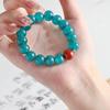 Zibo Boshan Retro Glass Buddha Beads Bracelet - Lake Green Handcrafted String