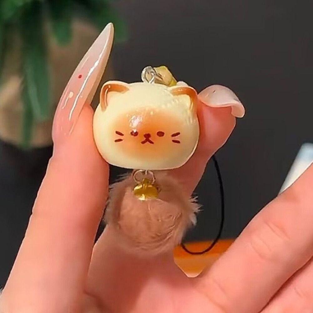 DIY Plush Cat Keychain Pendant Beige Kakhi Bag Decorative Pendant Phone Charm Lanyard Couple