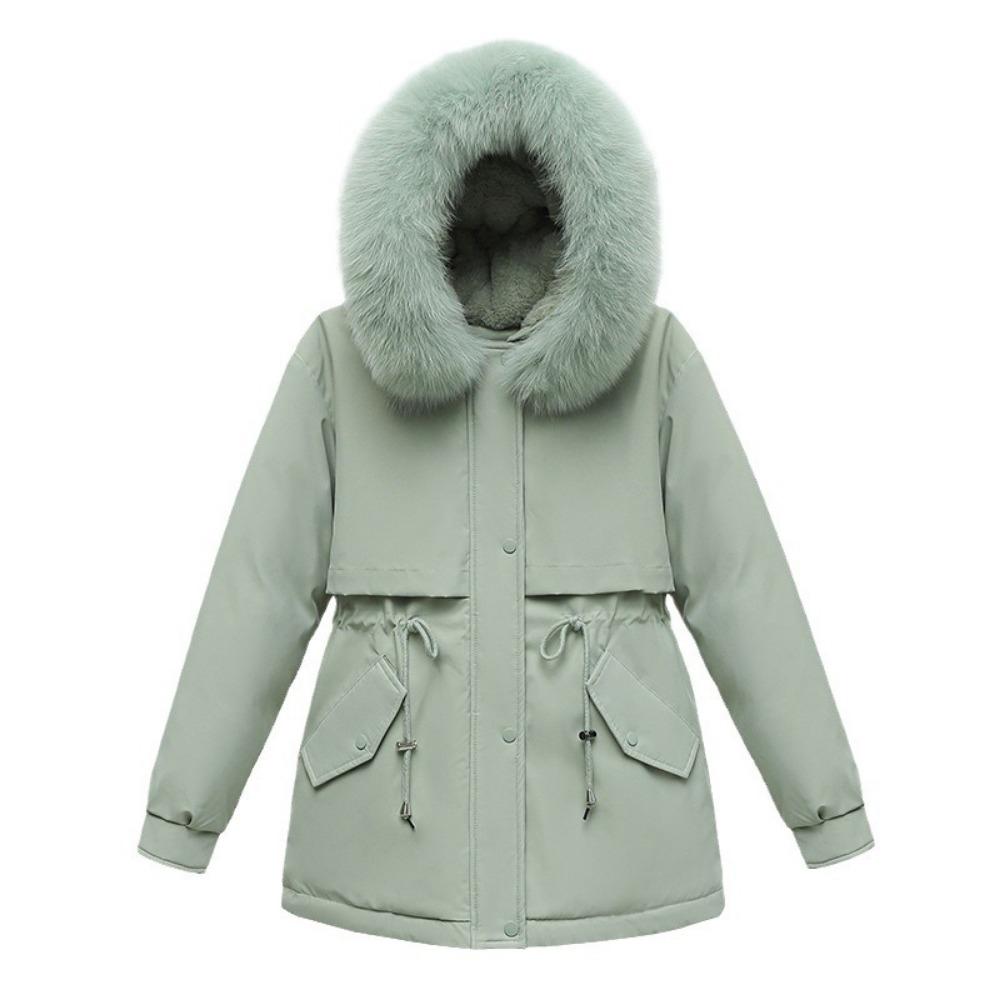 Winter, Casual Medium and Long Korean Version of Women's Warm Loose Large Fur Collar Cotton-padded Jacket
