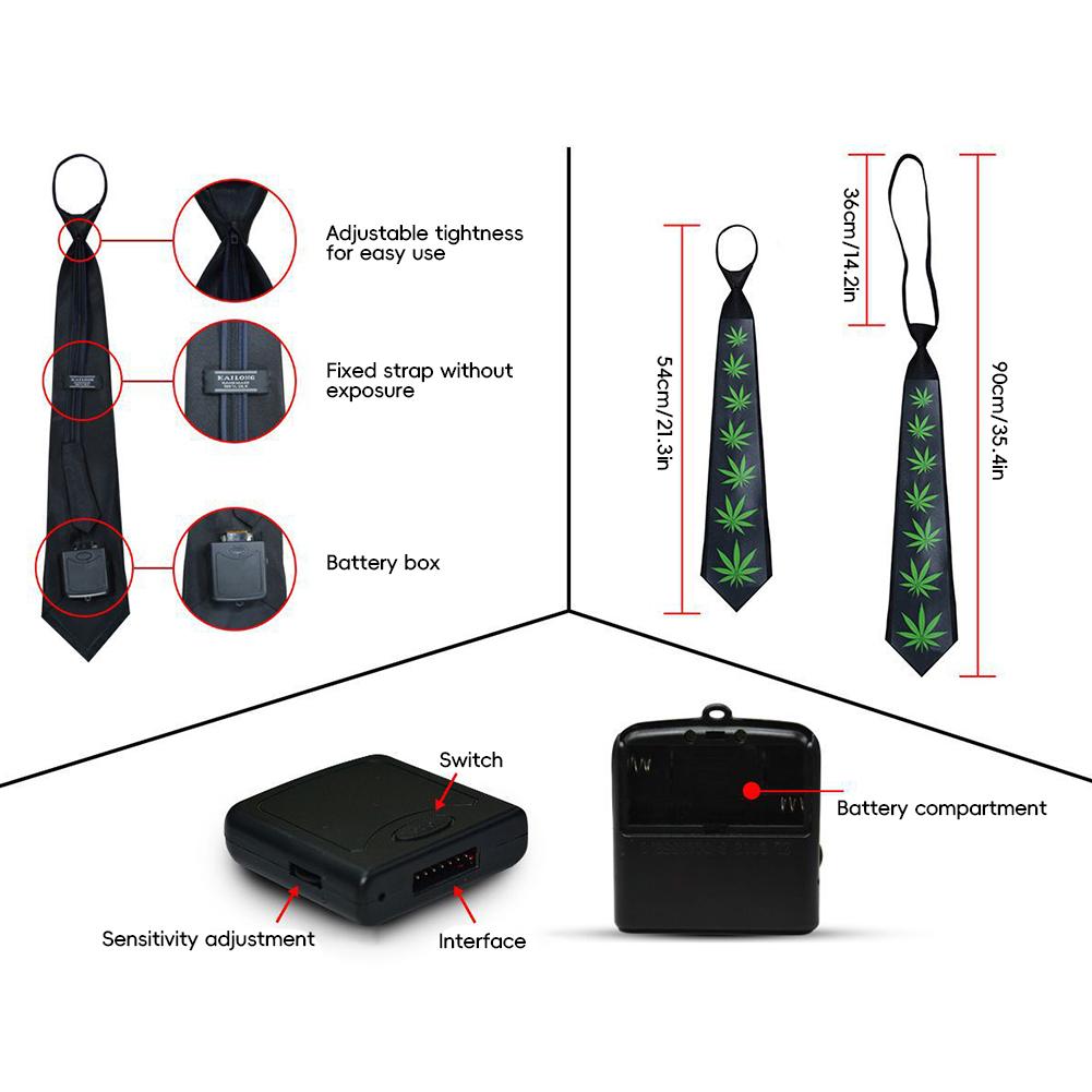 Sprachgesteuerte LED-Krawatte Leuchtende Krawatte mit Musik für Partys Festivals Wesentliche Partygeschenke