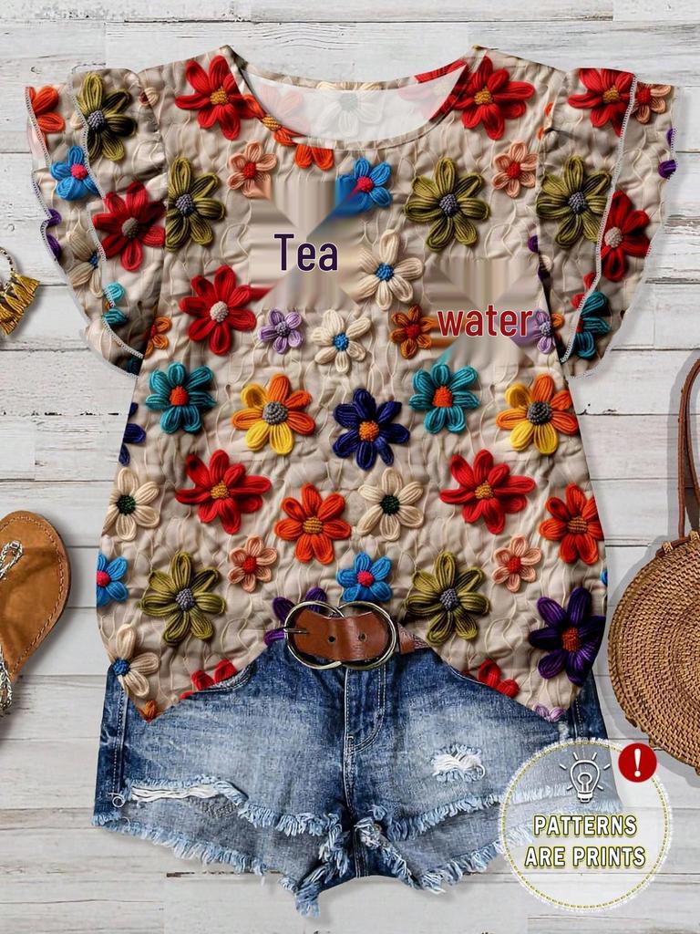 Available: 2026 Plus Size Women's 3D Printed Casual Summer Shirt, European & American Style.
