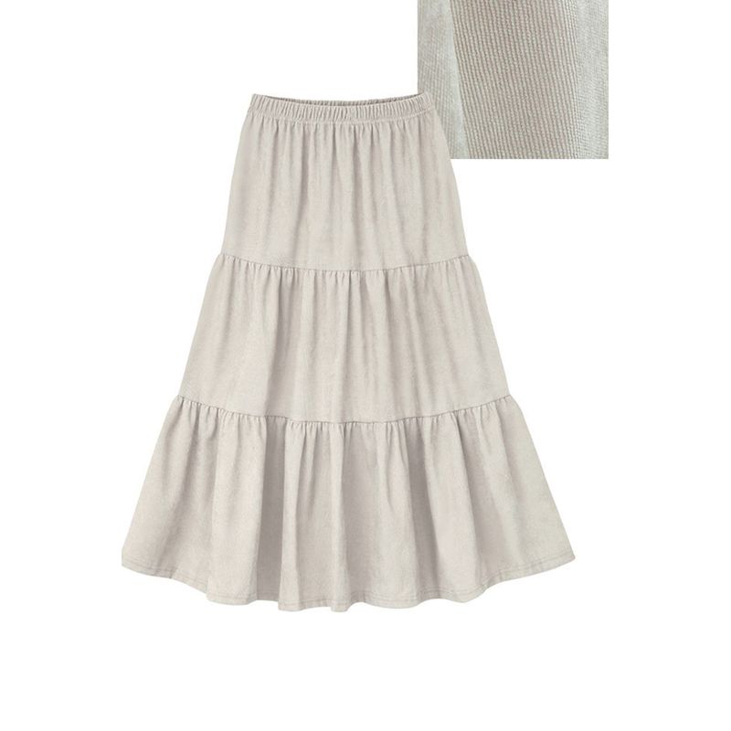 

Autumn Corduroy Loose plus Size Women s Clothing Skirt Beige L