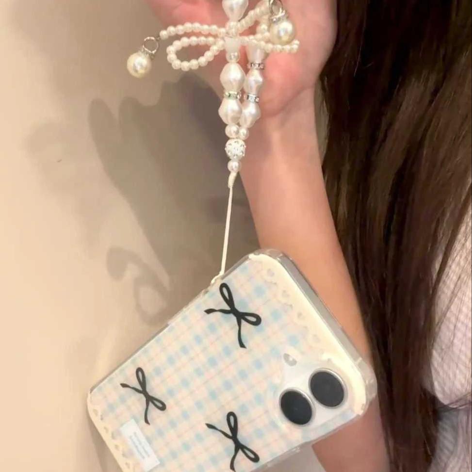 ins plaid bow iPhone16/17promax mobile phone case for Apple Air white background imd15 set 14