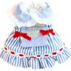 Dog Clothes Autumn and Winter Thick Princess Skirt Striped Fresh Sailor Cotton Coat Small Dog Pet Supplies