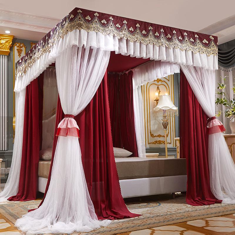 Double Layer Blackout Curtain Mosquito Net with Stainless Steel Bracket - Floor-Standing Design