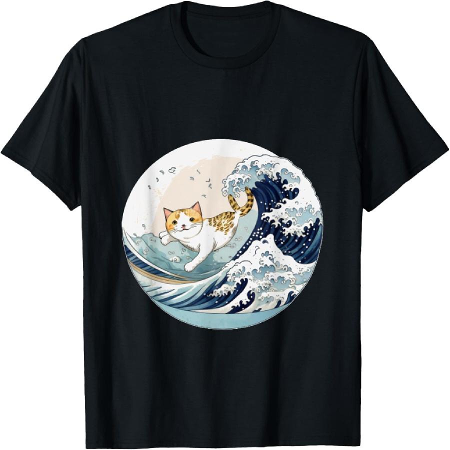 

Great kitty off Kanagawa swimming Destruction Japan Ukiyo-e T-Shirt XXXXXL чорний