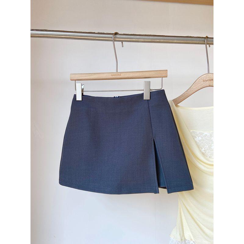 

Stylish Suit Split Skirt Women s Summer High Waist A- Line Skirt Fashion Tape Sexy Ins Sheath Skirt Gray XL