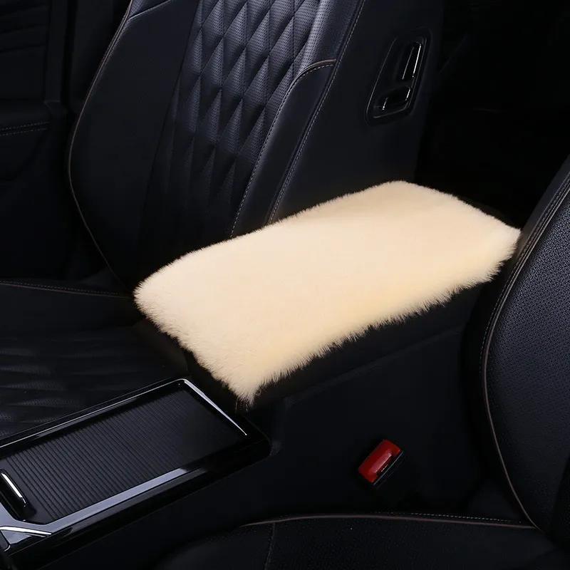 1PC Plush Anti-rabbit Hair Car Armrest Box Pad New Thickened Color Soft Interior Center Armrest Pad светло-коричневого