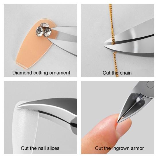 Nail Clamps Professional Thick Nail Clippers Cutters Ergonomic Design Stainless Steel Dead Skin Dirt Remover Nail Tools