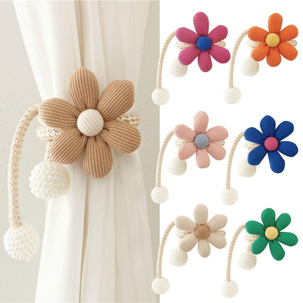 1PC Fibbia Magnetica Fibbia per Tenda Clip Moda Chiusura a Perla Forma di Fiore Fibbie per Tenda da Finestra Fermatenda Decorazione per la Casa