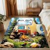1PC Custom Name Camper Bear Rabbit Campfire Theme Floor Mat Ideal for Living Room, Game Rooms, Office, Bedroom, Floor Mat Playful Design