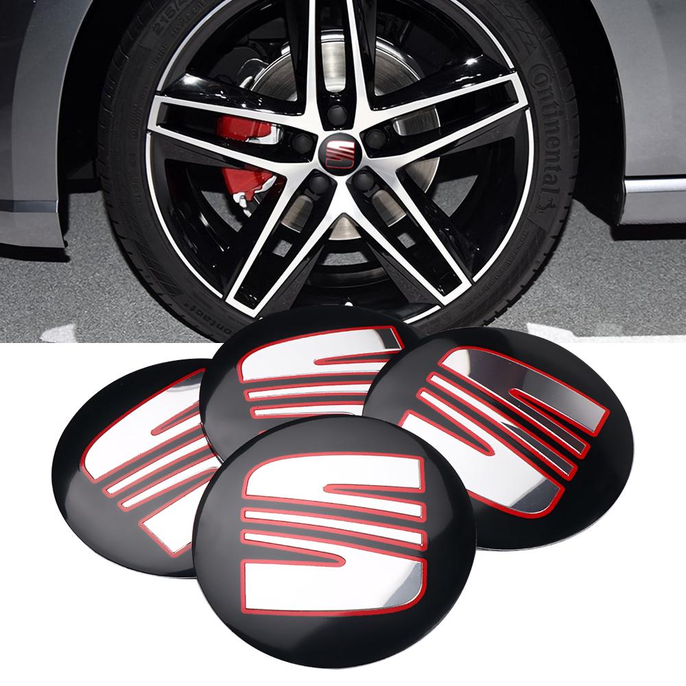 4 ks 56mm krytky středů kol auta, samolepka s logem pro SEAT Leon 5F Ibiza 5 6 MII Altea Cupra FR Toledo 3 Cordoba Ateca