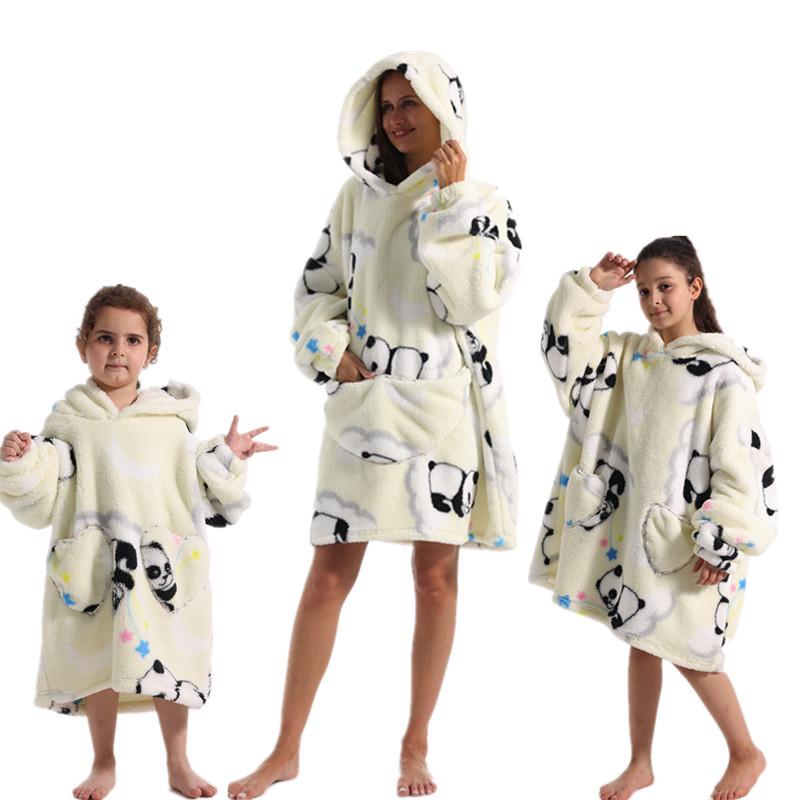 2023 Hooded Oversized Flannel Blanket Clothing for Men & Women – Extended Length for Warmth