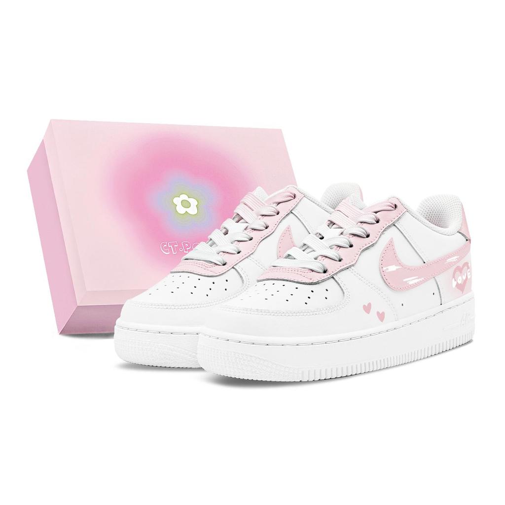 Nike Air Force 1 Air Force 1 Abrasion Resistant Slip Resistant Low top Skateboard Shoes Women's White Pink DH2920-111(Team1655-S-BOX)