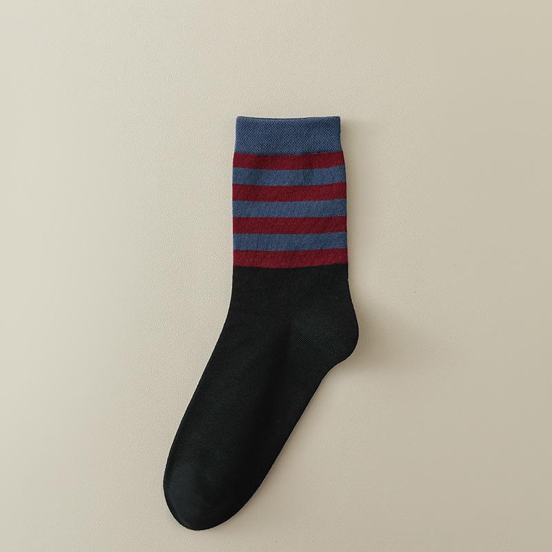 Female Autumn and Winter Three Bar Color Collision Student Movement Cotton College Wind Tube Socks
