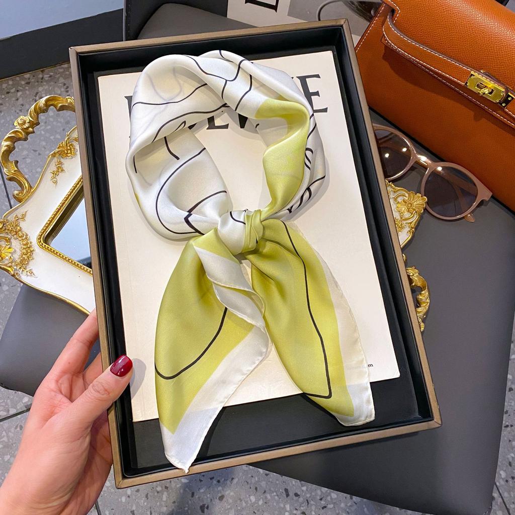 Small Silk Scarf Women'S Versatile High-End Decorative Square Scarf Professional Small Scarf Simulation Silk Korean Version Streamer Bag