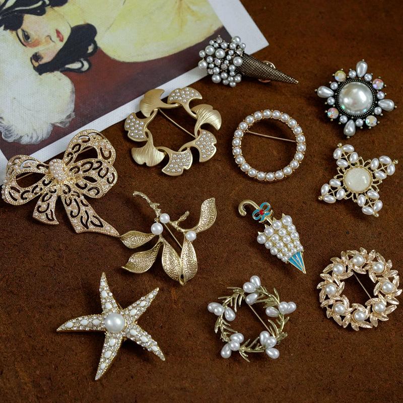 Broche Vintage Style Palais Accessoires Baroque Rétro Perle Mate Broches Pour Femme Fille Cadeau de Fête