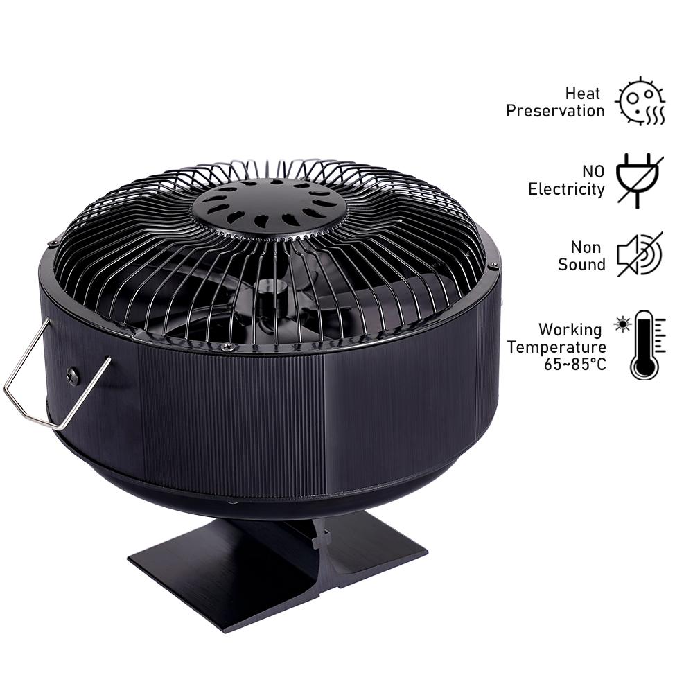 5 Blades Stove Fan Heat Powered Round Log Wood Fireplace Fan Burner Quiet Free-standing Home Warmer Efficient Heat Distribution